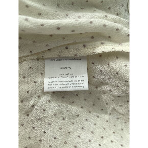 ONeill Mini Dress Size XL Tiered Polka Dot Open Back Elbow Sleeve Ivory Brown - Picture 6 of 9